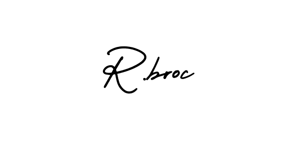 Design your own signature with our free online signature maker. With this signature software, you can create a handwritten (AmerikaSignatureDemo-Regular) signature for name R.broc. R.broc signature style 3 images and pictures png