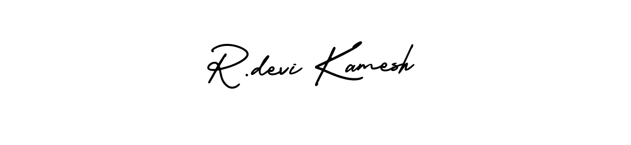 How to make R.devi Kamesh name signature. Use AmerikaSignatureDemo-Regular style for creating short signs online. This is the latest handwritten sign. R.devi Kamesh signature style 3 images and pictures png