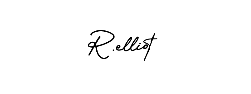 The best way (AmerikaSignatureDemo-Regular) to make a short signature is to pick only two or three words in your name. The name R.elliot include a total of six letters. For converting this name. R.elliot signature style 3 images and pictures png