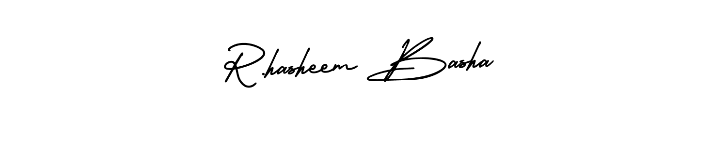 The best way (AmerikaSignatureDemo-Regular) to make a short signature is to pick only two or three words in your name. The name R.hasheem Basha include a total of six letters. For converting this name. R.hasheem Basha signature style 3 images and pictures png