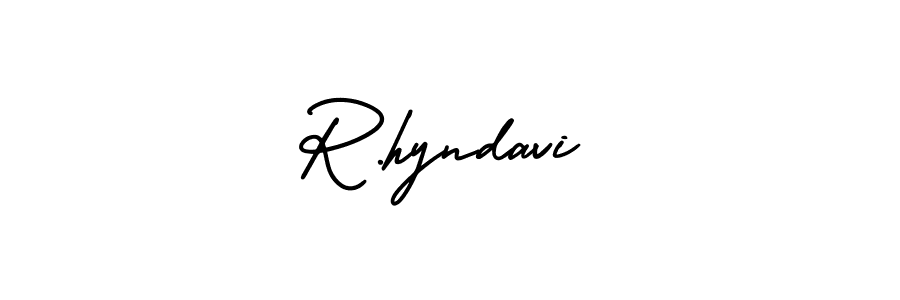 The best way (AmerikaSignatureDemo-Regular) to make a short signature is to pick only two or three words in your name. The name R.hyndavi include a total of six letters. For converting this name. R.hyndavi signature style 3 images and pictures png