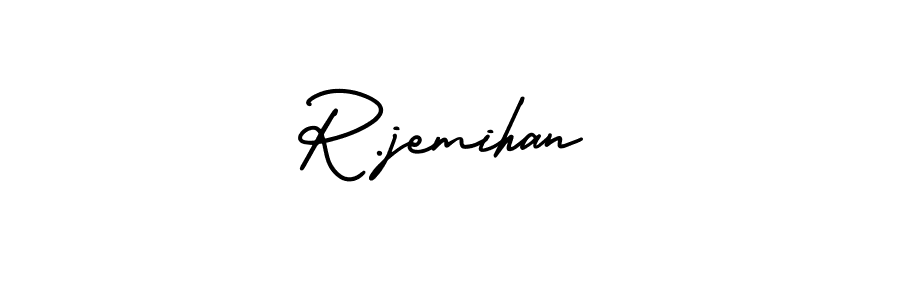 Make a short R.jemihan signature style. Manage your documents anywhere anytime using AmerikaSignatureDemo-Regular. Create and add eSignatures, submit forms, share and send files easily. R.jemihan signature style 3 images and pictures png