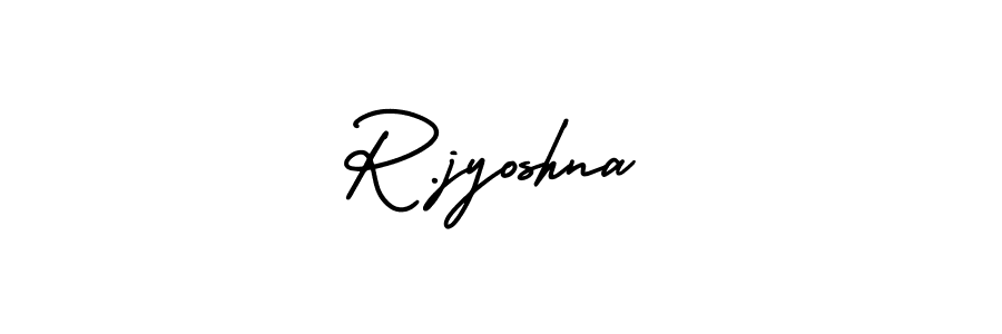 How to make R.jyoshna name signature. Use AmerikaSignatureDemo-Regular style for creating short signs online. This is the latest handwritten sign. R.jyoshna signature style 3 images and pictures png