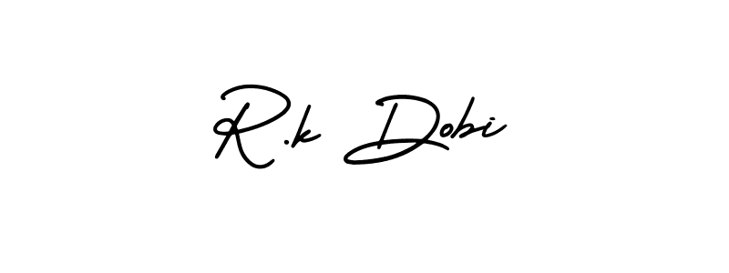 How to make R.k Dobi name signature. Use AmerikaSignatureDemo-Regular style for creating short signs online. This is the latest handwritten sign. R.k Dobi signature style 3 images and pictures png