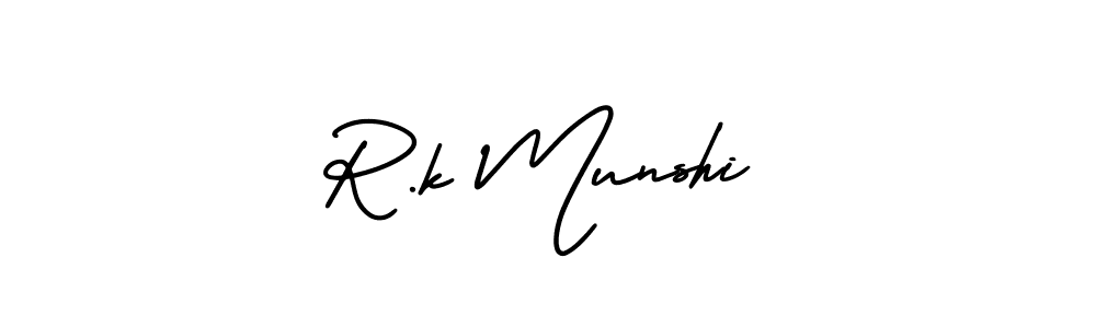 Design your own signature with our free online signature maker. With this signature software, you can create a handwritten (AmerikaSignatureDemo-Regular) signature for name R.k Munshi. R.k Munshi signature style 3 images and pictures png