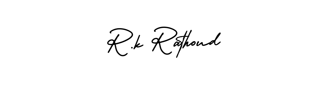 Design your own signature with our free online signature maker. With this signature software, you can create a handwritten (AmerikaSignatureDemo-Regular) signature for name R.k Rathoud. R.k Rathoud signature style 3 images and pictures png