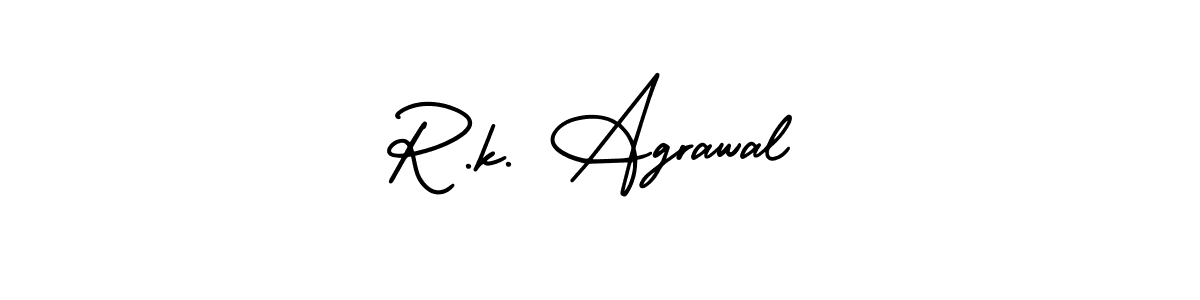 The best way (AmerikaSignatureDemo-Regular) to make a short signature is to pick only two or three words in your name. The name R.k. Agrawal include a total of six letters. For converting this name. R.k. Agrawal signature style 3 images and pictures png