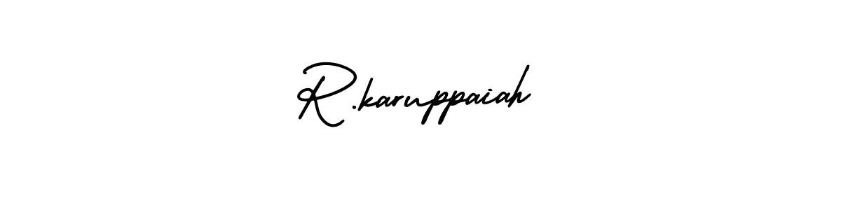 How to make R.karuppaiah name signature. Use AmerikaSignatureDemo-Regular style for creating short signs online. This is the latest handwritten sign. R.karuppaiah signature style 3 images and pictures png