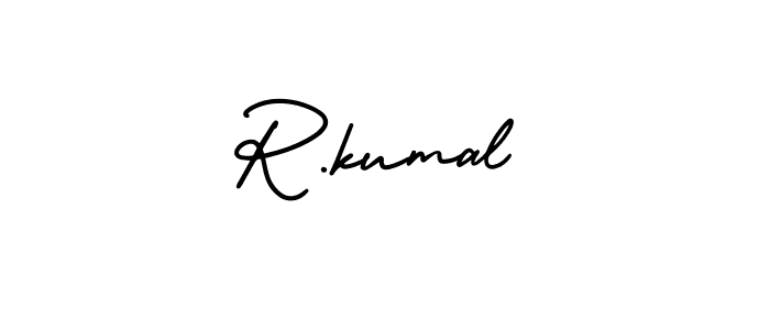 You should practise on your own different ways (AmerikaSignatureDemo-Regular) to write your name (R.kumal) in signature. don't let someone else do it for you. R.kumal signature style 3 images and pictures png