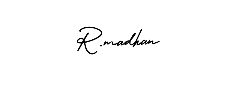 Use a signature maker to create a handwritten signature online. With this signature software, you can design (AmerikaSignatureDemo-Regular) your own signature for name R.madhan. R.madhan signature style 3 images and pictures png