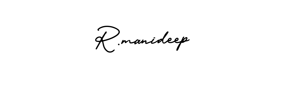 You should practise on your own different ways (AmerikaSignatureDemo-Regular) to write your name (R.manideep) in signature. don't let someone else do it for you. R.manideep signature style 3 images and pictures png