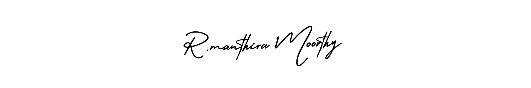 This is the best signature style for the R.manthira Moorthy name. Also you like these signature font (AmerikaSignatureDemo-Regular). Mix name signature. R.manthira Moorthy signature style 3 images and pictures png