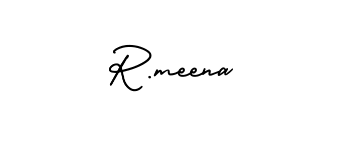 How to make R.meena name signature. Use AmerikaSignatureDemo-Regular style for creating short signs online. This is the latest handwritten sign. R.meena signature style 3 images and pictures png