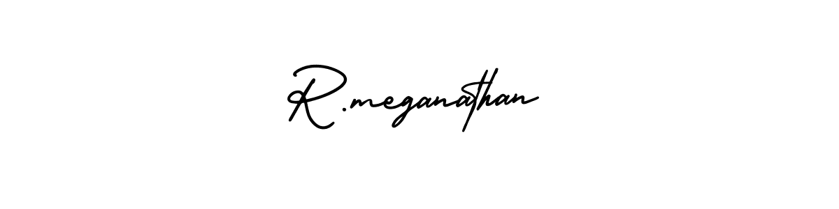The best way (AmerikaSignatureDemo-Regular) to make a short signature is to pick only two or three words in your name. The name R.meganathan include a total of six letters. For converting this name. R.meganathan signature style 3 images and pictures png