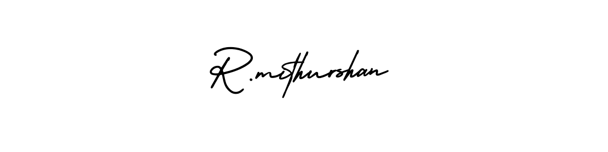 This is the best signature style for the R.mithurshan name. Also you like these signature font (AmerikaSignatureDemo-Regular). Mix name signature. R.mithurshan signature style 3 images and pictures png