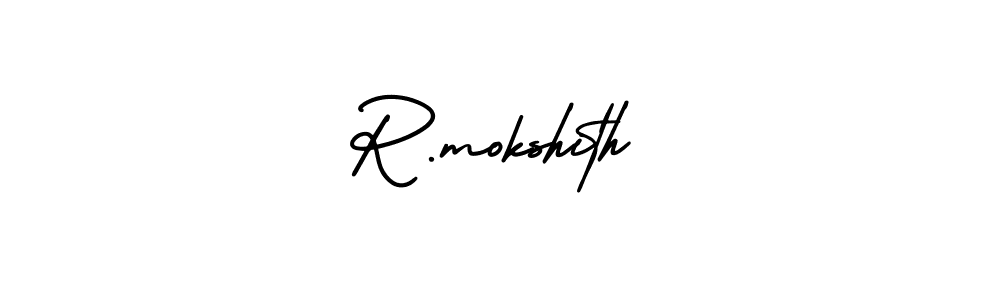 The best way (AmerikaSignatureDemo-Regular) to make a short signature is to pick only two or three words in your name. The name R.mokshith include a total of six letters. For converting this name. R.mokshith signature style 3 images and pictures png