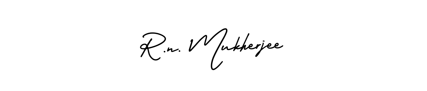 The best way (AmerikaSignatureDemo-Regular) to make a short signature is to pick only two or three words in your name. The name R.n. Mukherjee include a total of six letters. For converting this name. R.n. Mukherjee signature style 3 images and pictures png
