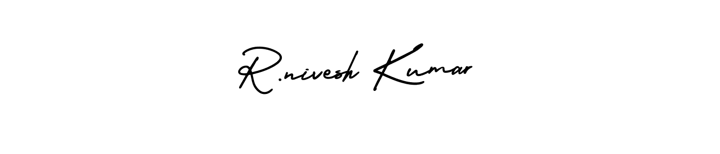The best way (AmerikaSignatureDemo-Regular) to make a short signature is to pick only two or three words in your name. The name R.nivesh Kumar include a total of six letters. For converting this name. R.nivesh Kumar signature style 3 images and pictures png