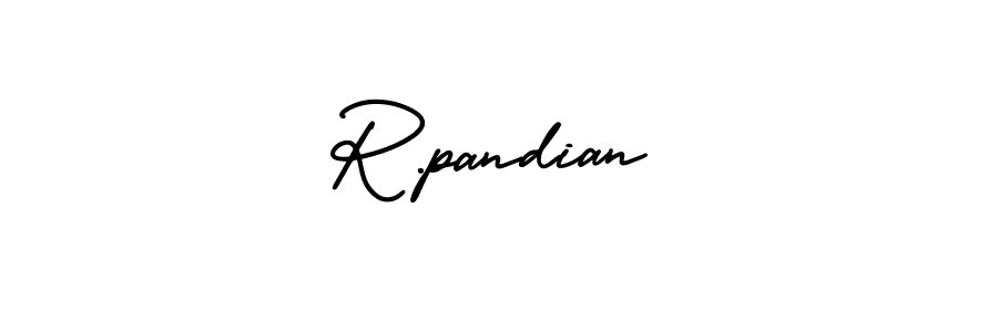 How to make R.pandian name signature. Use AmerikaSignatureDemo-Regular style for creating short signs online. This is the latest handwritten sign. R.pandian signature style 3 images and pictures png