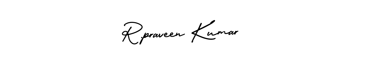 How to Draw R.praveen Kumar signature style? AmerikaSignatureDemo-Regular is a latest design signature styles for name R.praveen Kumar. R.praveen Kumar signature style 3 images and pictures png