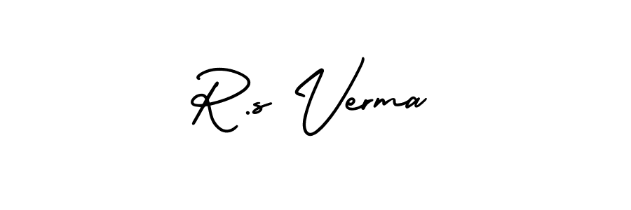 The best way (AmerikaSignatureDemo-Regular) to make a short signature is to pick only two or three words in your name. The name R.s Verma include a total of six letters. For converting this name. R.s Verma signature style 3 images and pictures png