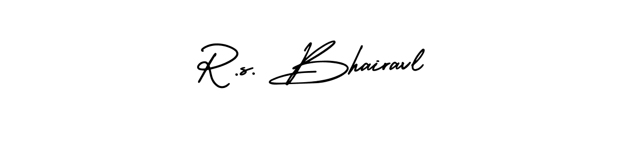 You should practise on your own different ways (AmerikaSignatureDemo-Regular) to write your name (R.s. Bhairavl) in signature. don't let someone else do it for you. R.s. Bhairavl signature style 3 images and pictures png