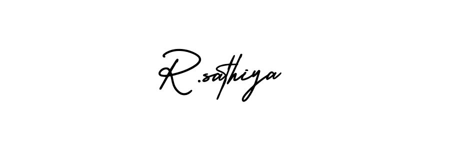 The best way (AmerikaSignatureDemo-Regular) to make a short signature is to pick only two or three words in your name. The name R.sathiya include a total of six letters. For converting this name. R.sathiya signature style 3 images and pictures png