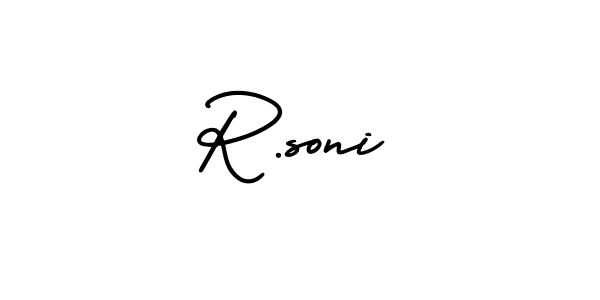 This is the best signature style for the R.soni name. Also you like these signature font (AmerikaSignatureDemo-Regular). Mix name signature. R.soni signature style 3 images and pictures png