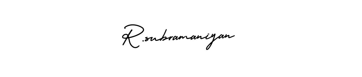 if you are searching for the best signature style for your name R.subramaniyan. so please give up your signature search. here we have designed multiple signature styles  using AmerikaSignatureDemo-Regular. R.subramaniyan signature style 3 images and pictures png