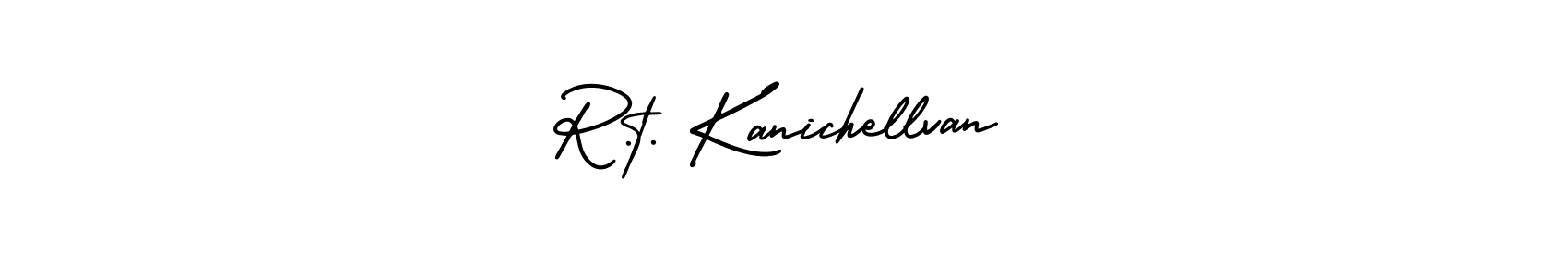 The best way (AmerikaSignatureDemo-Regular) to make a short signature is to pick only two or three words in your name. The name R.t. Kanichellvan include a total of six letters. For converting this name. R.t. Kanichellvan signature style 3 images and pictures png