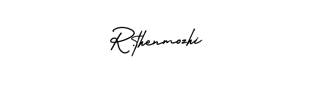 The best way (AmerikaSignatureDemo-Regular) to make a short signature is to pick only two or three words in your name. The name R.thenmozhi include a total of six letters. For converting this name. R.thenmozhi signature style 3 images and pictures png