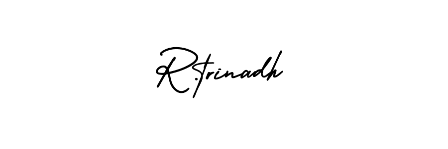 The best way (AmerikaSignatureDemo-Regular) to make a short signature is to pick only two or three words in your name. The name R.trinadh include a total of six letters. For converting this name. R.trinadh signature style 3 images and pictures png