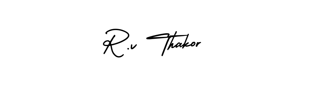 R.v Thakor stylish signature style. Best Handwritten Sign (AmerikaSignatureDemo-Regular) for my name. Handwritten Signature Collection Ideas for my name R.v Thakor. R.v Thakor signature style 3 images and pictures png