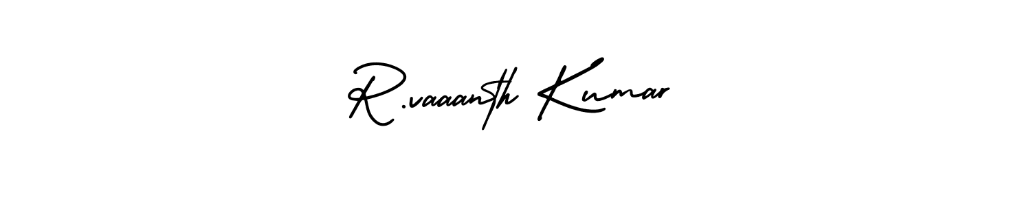 The best way (AmerikaSignatureDemo-Regular) to make a short signature is to pick only two or three words in your name. The name R.vaaanth Kumar include a total of six letters. For converting this name. R.vaaanth Kumar signature style 3 images and pictures png