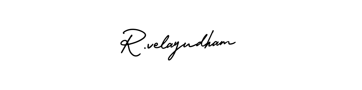 The best way (AmerikaSignatureDemo-Regular) to make a short signature is to pick only two or three words in your name. The name R.velayudham include a total of six letters. For converting this name. R.velayudham signature style 3 images and pictures png