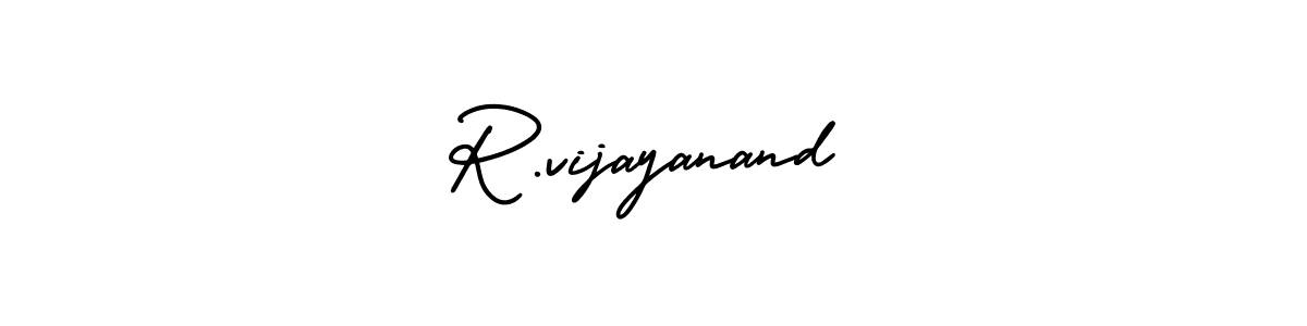 The best way (AmerikaSignatureDemo-Regular) to make a short signature is to pick only two or three words in your name. The name R.vijayanand include a total of six letters. For converting this name. R.vijayanand signature style 3 images and pictures png