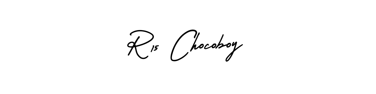 How to Draw R15 Chocoboy signature style? AmerikaSignatureDemo-Regular is a latest design signature styles for name R15 Chocoboy. R15 Chocoboy signature style 3 images and pictures png
