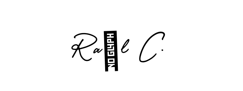 This is the best signature style for the Raúl C. name. Also you like these signature font (AmerikaSignatureDemo-Regular). Mix name signature. Raúl C. signature style 3 images and pictures png