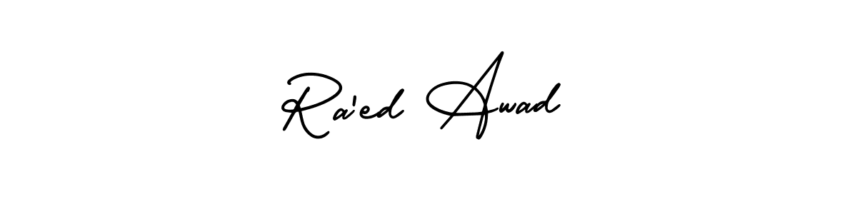 How to make Ra’ed Awad name signature. Use AmerikaSignatureDemo-Regular style for creating short signs online. This is the latest handwritten sign. Ra’ed Awad signature style 3 images and pictures png
