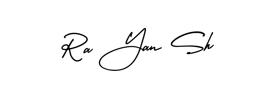 Make a short Ra Yan Sh signature style. Manage your documents anywhere anytime using AmerikaSignatureDemo-Regular. Create and add eSignatures, submit forms, share and send files easily. Ra Yan Sh signature style 3 images and pictures png