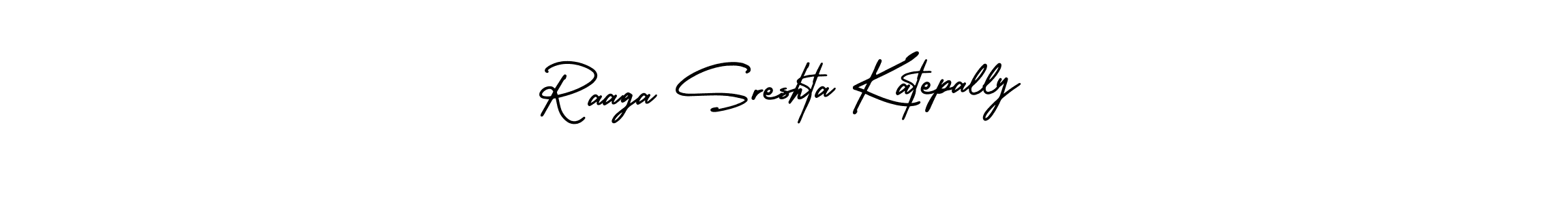 This is the best signature style for the Raaga Sreshta Katepally name. Also you like these signature font (AmerikaSignatureDemo-Regular). Mix name signature. Raaga Sreshta Katepally signature style 3 images and pictures png