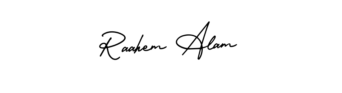 AmerikaSignatureDemo-Regular is a professional signature style that is perfect for those who want to add a touch of class to their signature. It is also a great choice for those who want to make their signature more unique. Get Raahem Alam name to fancy signature for free. Raahem Alam signature style 3 images and pictures png