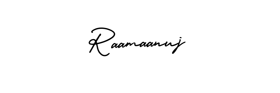 How to make Raamaanuj name signature. Use AmerikaSignatureDemo-Regular style for creating short signs online. This is the latest handwritten sign. Raamaanuj signature style 3 images and pictures png