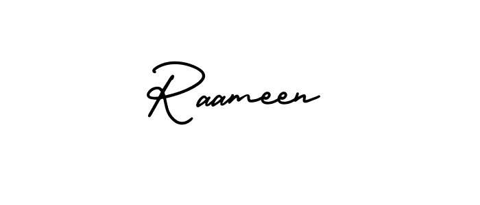 You should practise on your own different ways (AmerikaSignatureDemo-Regular) to write your name (Raameen) in signature. don't let someone else do it for you. Raameen signature style 3 images and pictures png