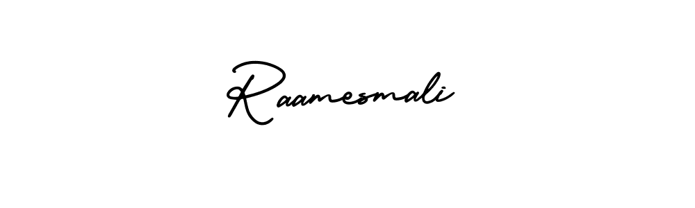 You should practise on your own different ways (AmerikaSignatureDemo-Regular) to write your name (Raamesmali) in signature. don't let someone else do it for you. Raamesmali signature style 3 images and pictures png