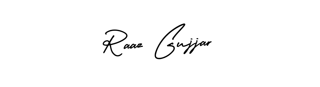 The best way (AmerikaSignatureDemo-Regular) to make a short signature is to pick only two or three words in your name. The name Raaz Gujjar include a total of six letters. For converting this name. Raaz Gujjar signature style 3 images and pictures png