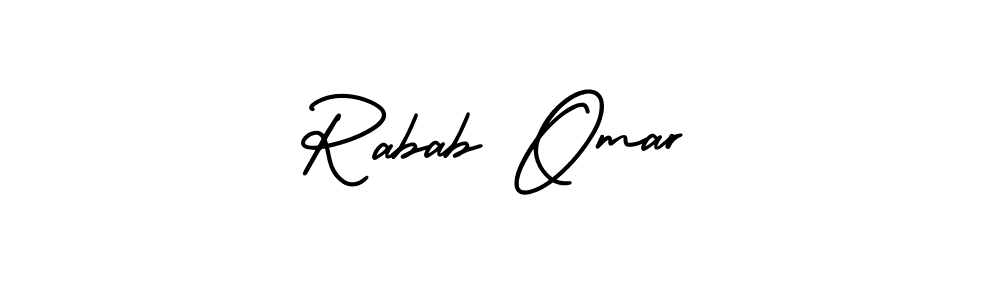 How to make Rabab Omar name signature. Use AmerikaSignatureDemo-Regular style for creating short signs online. This is the latest handwritten sign. Rabab Omar signature style 3 images and pictures png