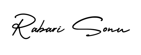 A stylish, flowing autograph style designed for name Rabari Sonu using AmerikaSignatureDemo-Regular typography. Perfect for digital creative projects. Rabari Sonu signature style 3 images and pictures png