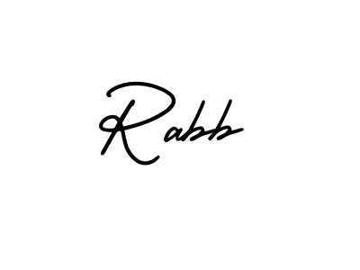 You should practise on your own different ways (AmerikaSignatureDemo-Regular) to write your name (Rabb) in signature. don't let someone else do it for you. Rabb signature style 3 images and pictures png