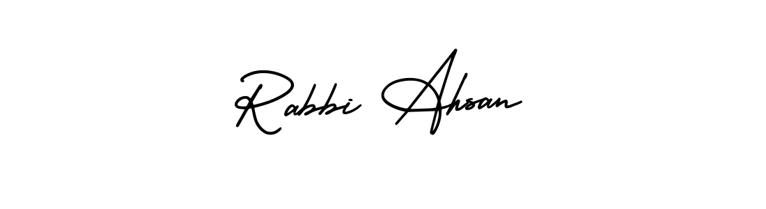 Make a beautiful signature design for name Rabbi Ahsan. With this signature (AmerikaSignatureDemo-Regular) style, you can create a handwritten signature for free. Rabbi Ahsan signature style 3 images and pictures png